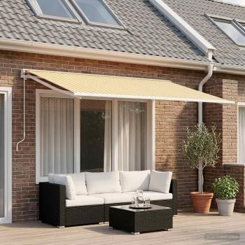 ARDEBO.de - Markisenersatzstoff Gelb und Weiß 250 x 200 cm Polyester