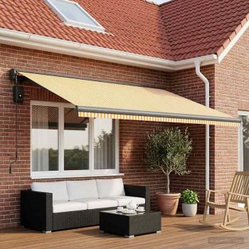 ARDEBO.de - Markisenersatzstoff Gelb und Weiß 450 x 300 cm Polyester