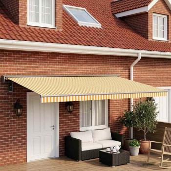 ARDEBO.de - Markisenersatzstoff Gelb und Weiß 500 x 300 cm Polyester
