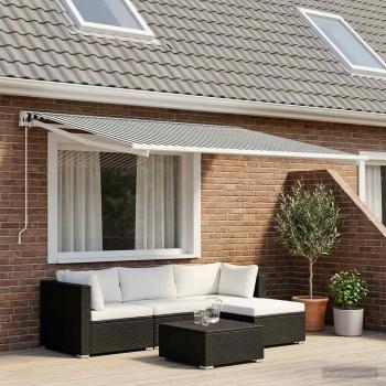ARDEBO.de - Markisenersatzstoff Anthrazit und Weiß 450 x 300 cm Polyester