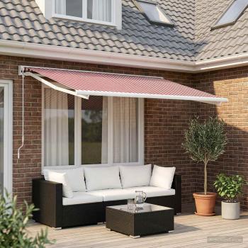 ARDEBO.de - Markisenersatzstoff Rot und Weiß 450 x 350 cm Polyester