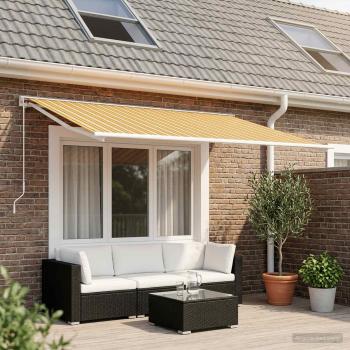ARDEBO.de - Markisenersatzstoff Orange und Schwarz 400 x 350 cm Polyester