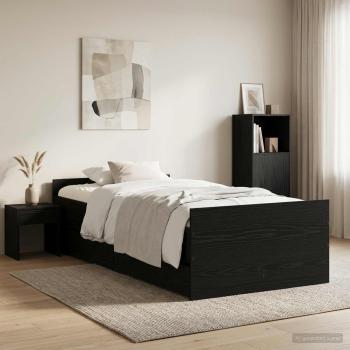 ARDEBO.de - Bettrahmen Schwarze Eiche 100 x 200 cm Holzwerkstoff
