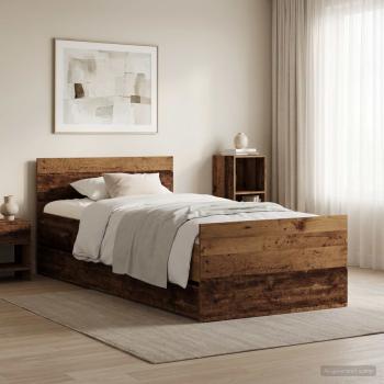 ARDEBO.de - Bettrahmen Altholz 90 x 200 cm Holzwerkstoff