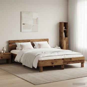 ARDEBO.de - Bettrahmen Altholz 140 x 190 cm Holzwerkstoff