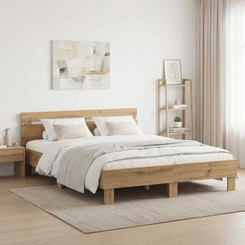 ARDEBO.de - Bettrahmen Artisan-Eiche 140 x 190 cm Holzwerkstoff