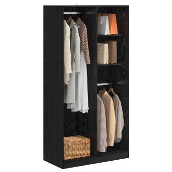 Kleiderschrank Schwarz Eichen-Optik 100 x 50 x 200 cm