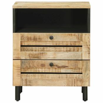 Nachttisch Braun und Schwarz 50 x 33 x 60 cm Massivholz Mango