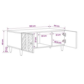 Couchtisch Braun 100 x 54 x 40 cm Massivholz Mango