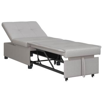 Schlafsofa Ausziehbar Grau 194 x 50 x 82 cm Stoff