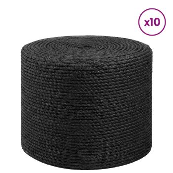 Juteschnur 10 stk. 2 mm Schwarz 100% Tossa Jute