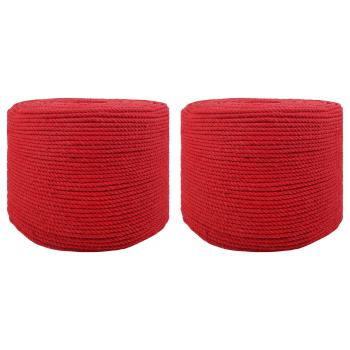 ARDEBO.de - Baumwollzwirn 2 stk. 2 mm 100 m Rot 100% Baumwolle