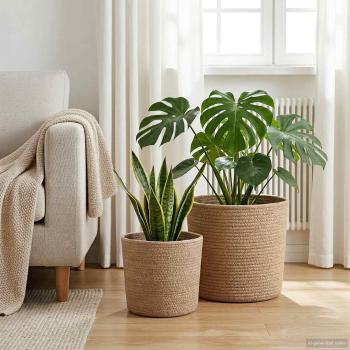 ARDEBO.de - Pflanztopfsatz 2 stk. Natur Ø 28 x 28 cm 100% Tossa-Jute
