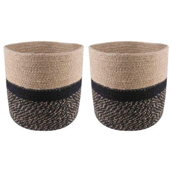 Pflanztopfsatz 2 stk. Natürlich und Schwarz Ø 21 x 21 cm