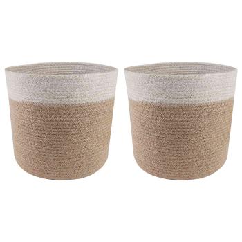 ARDEBO.de - Pflanztopfsatz 2 stk. Natürlich und Weiß Ø 21 x 21 cm