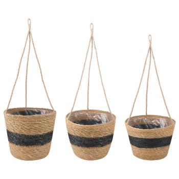 ARDEBO.de - 3 stk. Natürlich und Schwarz Ø26 x 19 cm 100% Seegras