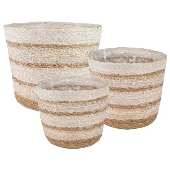 ARDEBO.de - 3 stk. Natürlich, Weiß und Beige Ø26 x 19 cm 100% Seegras