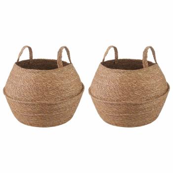 ARDEBO.de - Pflanzenkübel mit Griffen 2 stk. Natur Ø 32 x 32 cm
