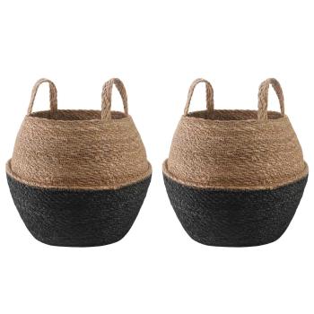ARDEBO.de - Pflanzenkübel mit Griffen 2 stk. Schwarz Ø 32 x 32 cm