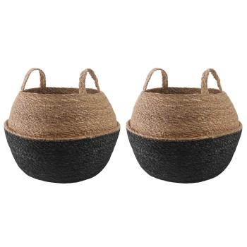 ARDEBO.de - Pflanzenkübel mit Griffen 2 stk. Schwarz Ø 45 x 36 cm