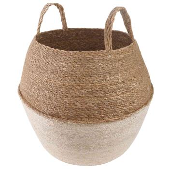 ARDEBO.de - Pflanzenkübel mit Griffen Weiß Ø 32 x 32 cm 100% Seegras