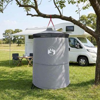 ARDEBO.de - Pop-up Toilette Zelt mit Aufhängeseil Grau und Orange
