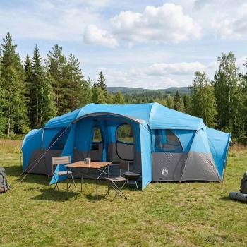 ARDEBO.de - Familienzelt mit Regenschutz wasserdicht 10 Personen Blau