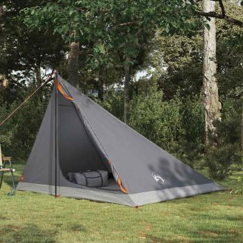 ARDEBO.de - Trekkingzelt 4 Personen Grau und Orange