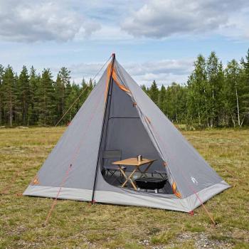 ARDEBO.de - Trekkingzelt 2 Personen Grau und Orange