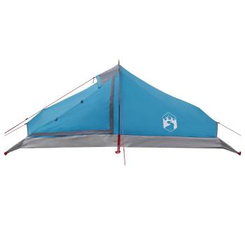 Trekkingzelt 4 Personen Blau 185T Polyester mit PU-Beschichtung