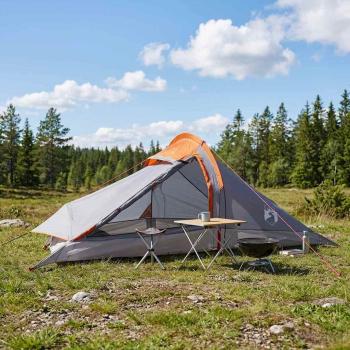 ARDEBO.de - Trekkingzelt 2 Personen Grau und Orange
