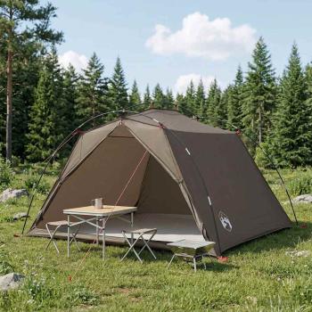 ARDEBO.de - Tunnelzelt 4 Personen Braun und Grau