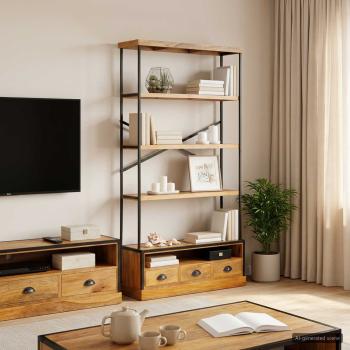 ARDEBO.de - 5-stufiges Bücherregal Natur 100 x 30 x 180 cm