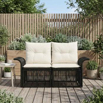 ARDEBO.de - Garten-Sofa 2-Sitzanzahl Schwarz Poly-Rattan