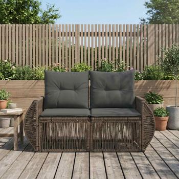 ARDEBO.de - Garten-Sofa 2-Sitzanzahl Grau Poly-Rattan