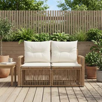 ARDEBO.de - Garten-Sofa 2-Sitzanzahl Beige Poly-Rattan