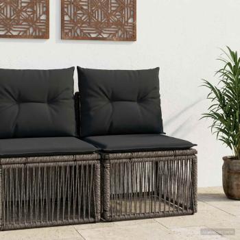 ARDEBO.de - Armfreies Sofa Grau Poly-Rattan