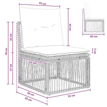 Armfreies Sofa Grau Poly-Rattan