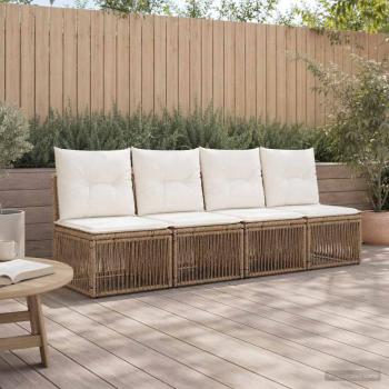 ARDEBO.de - 4-Sitzer-Sofa 4 stk. 4-Sitzanzahl Beige Poly-Rattan