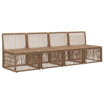 4-Sitzer-Sofa 4 stk. 4-Sitzanzahl Beige Poly-Rattan