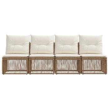 4-Sitzer-Sofa 4 stk. 4-Sitzanzahl Beige Poly-Rattan