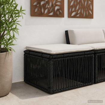 ARDEBO.de - Fußhocker Schwarz Poly-Rattan