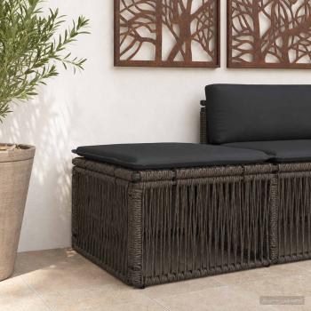 ARDEBO.de - Fußhocker Grau Poly-Rattan
