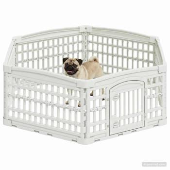 ARDEBO.de - 6-Panel-Hundespielplatz 122 x 106,5 x 40 cm Kunststoff Weiß