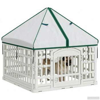 4-Panel-Hundeauslauf mit Dach 88 x 88 x 112 cm Kunststoff Weiß