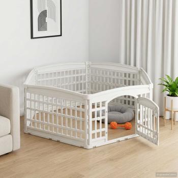 ARDEBO.de - 6-Panel-Hundespielplatz 177,5 x 154,5 x 58 cm Kunststoff Weiß