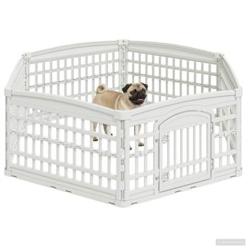 6-Panel-Hundespielplatz 177,5 x 154,5 x 58 cm Kunststoff Weiß