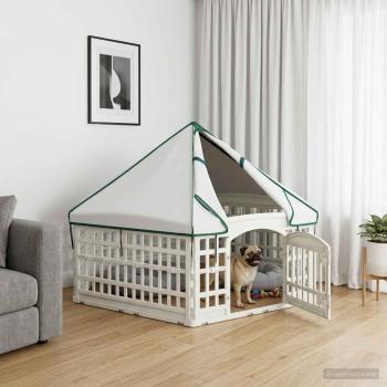 ARDEBO.de - 6-Panel-Hundespielplatz 177,5 x 154,5 x 112 cm Kunststoff Weiß