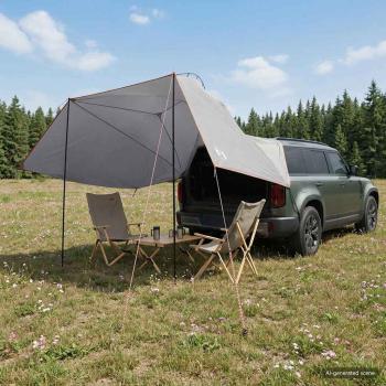 ARDEBO.de - Autozelt Grau und Orange 350 x 250 cm Polyester und Stahl
