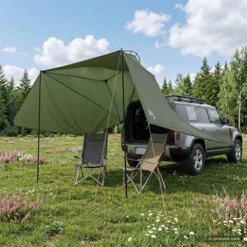 ARDEBO.de - Autozelt 350 x 250 cm Olivegrün Polyester und Stahl